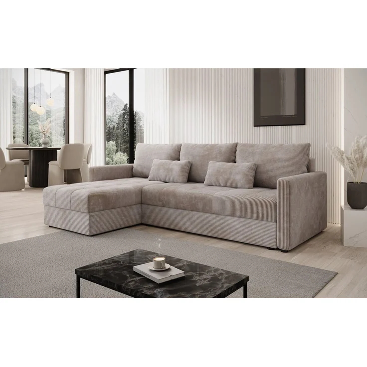 Luxusbetten24 Schlafsofa Designer Sofa Roma in Cord, mit Stauraum und Schlaffunktion – Bild 2