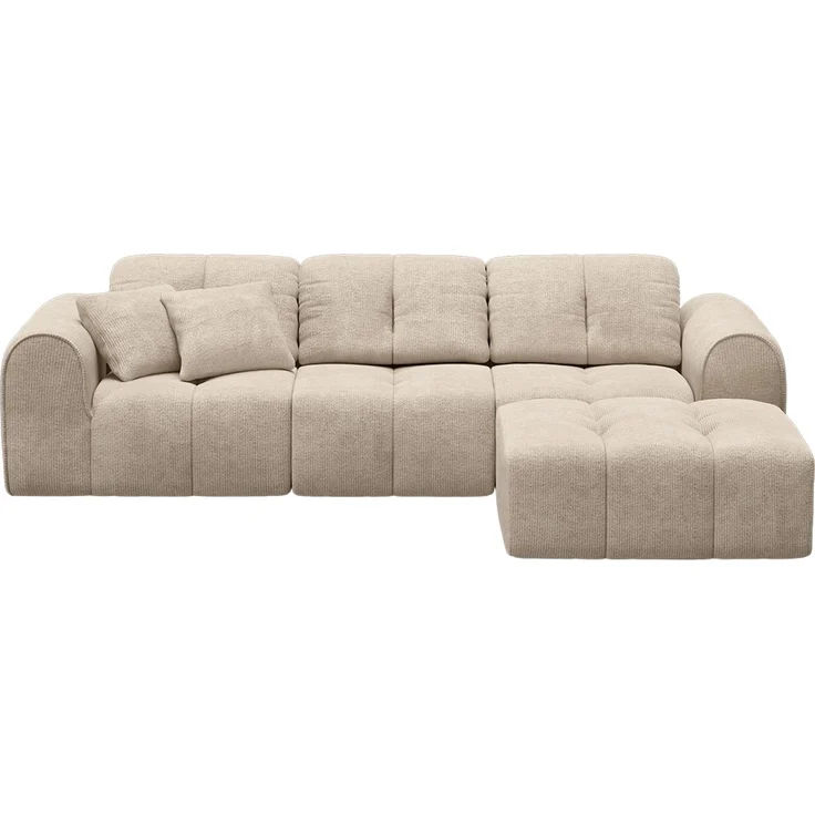 skølm 'Vanaheim' Sofa 3 Sitzer mit Hocker & 2 Kissen, Cloud Sofa beige, Chenille-Stoff, Vollschaumcouch mit Federkern und Vakuum-Kompression, kein Aufbau erforderlich – Bild 12