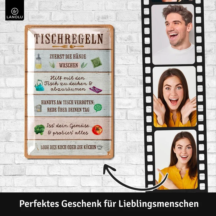 LANOLU Blechschild Tischregeln - 20x30cm – Metall – Mehrfarbig – 20222 – Bild 2