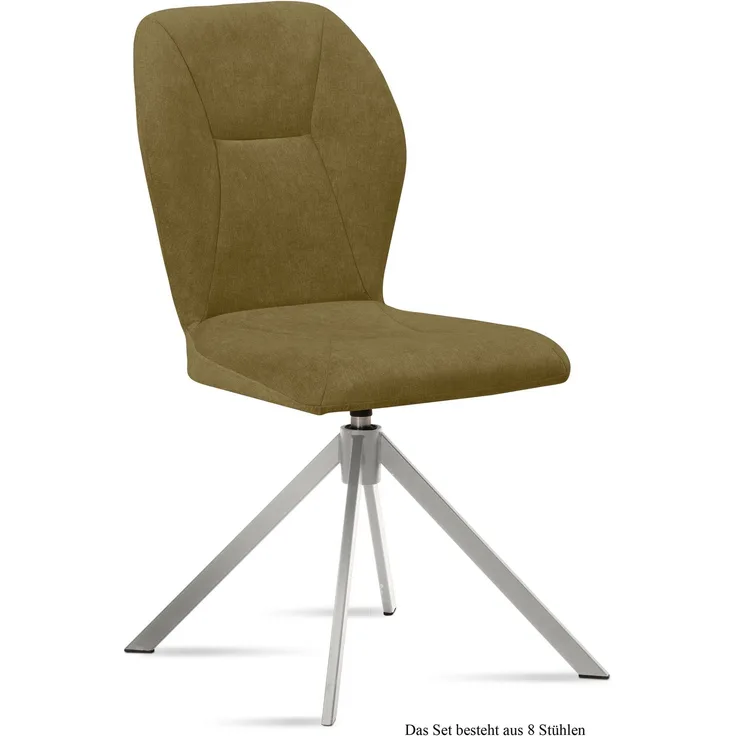 Esszimmerstuhl drehbar (8er-Set) Deandra 51x92x60 Edelstahl/Olivgrün