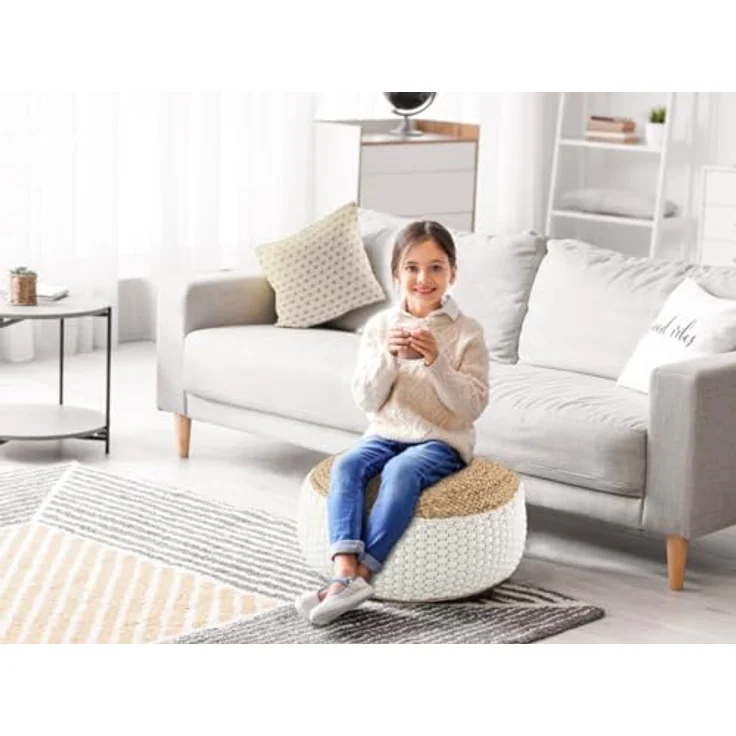 Amagohome Sitzhocker Sitzhocker Sitzpouf Jute Bodenkissen rund quadratisch Deko Hocker Fußh – Bild 8