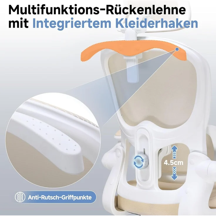 COMHOMA Bürostuhl Ergonomischer Schreibtischstuhl mit 3D Kopf- und Lendenwirbelstütze (Packung), verstellbare Kopfstütze und Armlehnen, Höhenverstellbar – Bild 7