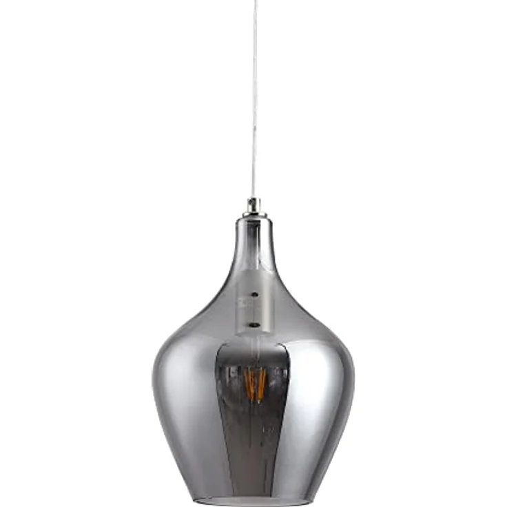 Pendelleuchte LA BURBUJA 20169 – Ø22CM Matt Nickel mit rauchigem Glas, 1-flammig E27 – Bild 4