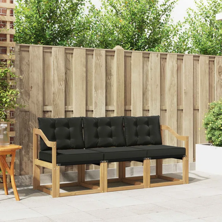 vidaXL Outdoor-Sofagarnitur mit Kissen 3 pcs Weiß und Schwarz 3389174