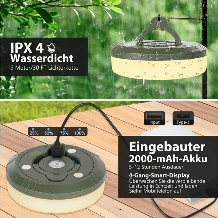 PRIISF Lichterkette Camping lichterkette Party, LED Camping Lichterkette Aufrollbar, Wiederaufladbar über USB, Tragbare Campinglampe für Camping, Garten – Bild 2