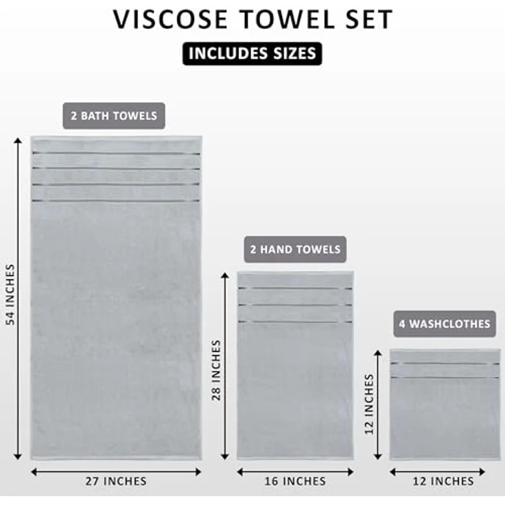 Utopia Towels - 8er-Pack Handtuch-Set mit Aufhängeschlaufe aus 97% Baumwolle, saugfähig und schnell trocknend 2 Badetücher, 2 Handtücher, 4 Waschlappen (Kühl Grau) – Bild 3