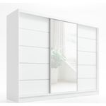 A&J MöbelLand 'Aurelia' Schwebetürenschrank, Weiß, Leiste: Weiß, 215 x 60 x 200 cm