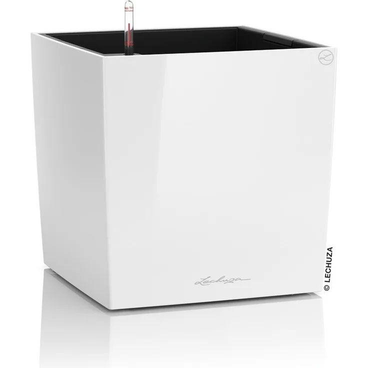 Lechuza-Gefäß mit Bewässerungssystem Cube Premium 50 weiß Hochglanz