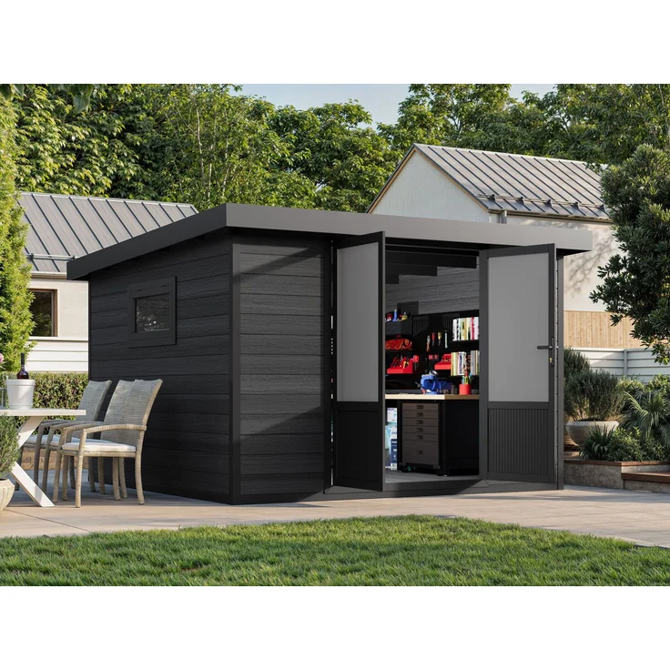 Fjordholz 'Style DeLuxe' Gartenhaus, WPC / Aluminium Anthrazit, 290 x 290 x 222 cm – Bild 3