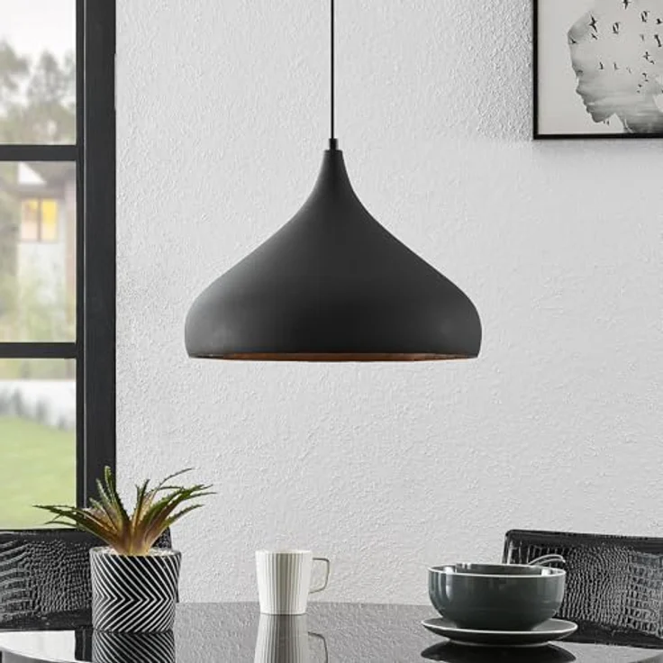 Arcchio Pendelleuchte Lunus, Moderne Hängelampe in Schwarz, 1-flammig, E27, Deckenlampe für Wohnzimmer und Esszimmer – Bild 4