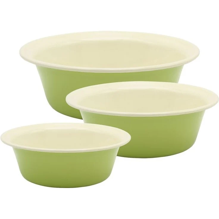 Krüger Schüssel Emaille Schüssel-Set Juist, 3 tlg. (20, Ø 24 und Ø 28 cm), Emaille, (Set, 3-tlg), emailliert, geruchsneutral, geschmacksneutral, kratzfest, schnittfest – Bild 4