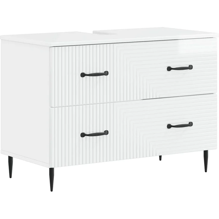 vidaXL 4-teiliges Badezimmer-Schrank-Set HAARLEM Hochglanz Weiß 3417940 – Bild 4