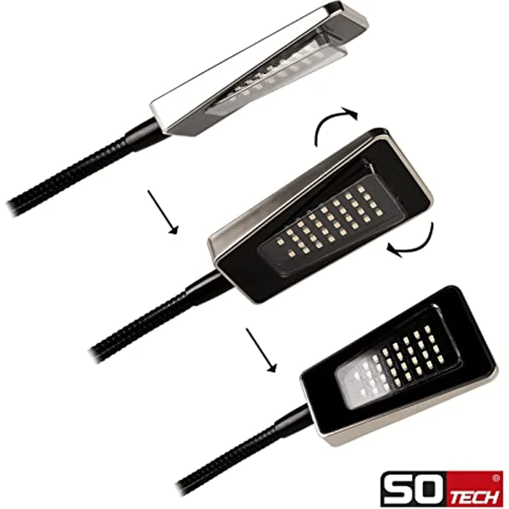 SO-TECH Luminoso 2er Set LED Bettleuchten, Schwarz, flexibler Schwanenhals, dimmbar, inkl. Netzteil – Bild 4
