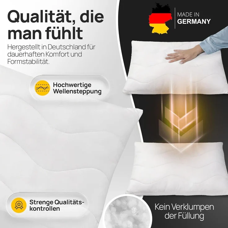 LILENO HOME Kopfkissen 30x50 (1er Set) – 95 °C waschbar, Oeko-Tex & Made in DE – Allergiker Kissen 30x50 für himmlischen Schlaf – Haut schmeichelndes & geruchsfreies Pillow – Bild 4