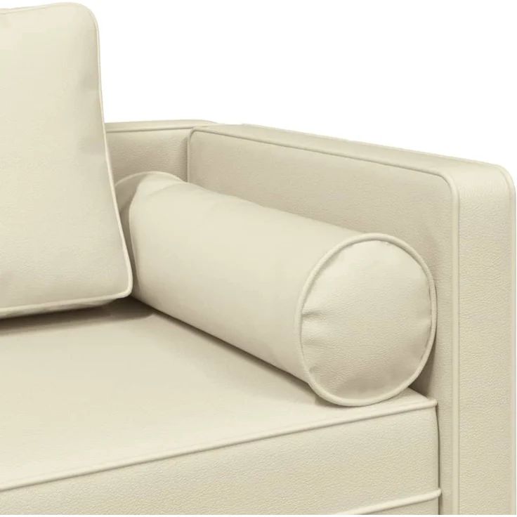 vidaXL Chaiselongue mit Kissen Creme Kunstleder, 116,5 x 62 x 57,5 cm – Bild 6