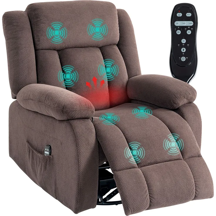 HOMCOM Massagesessel, Polyester, Stahl, Braun, 92L x 92B x 102H cm