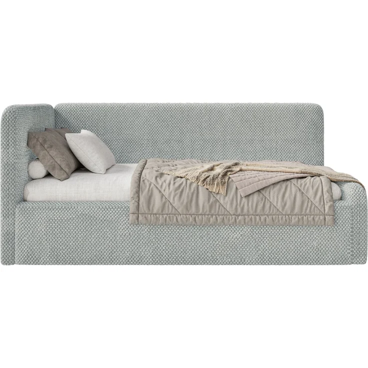 Selsey Fanko –Jugendbett 90x200 cm mit Kopfteil links, Plüsch, Grau – Bild 6