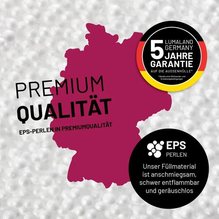 Lumaland 'Karo' Sitzsack XXL für Outdoor & Indoor, Polyester, Pfirsich/Rot, 380 l – Bild 7