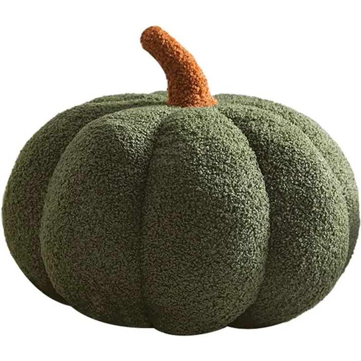 3D Kürbis Kissen 28 cm Plüsch Sofa Cushion, Olive, Einzeln, Weiche Wohn- & Deko-Kissen