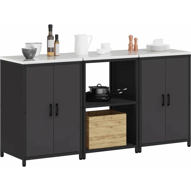 vidaXL Aufbewahrungsset für die Küche HATTEM 3 stk. Schwarz 3392694 – Bild 3