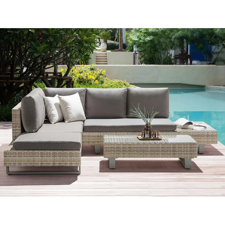Beliani 'LANCIANO' Ecksofa Lounge Set, Polyrattan grau – Bild 2