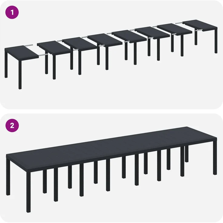 vidaXL Gartentisch Anthrazit 400 x 100 x 73 cm Poly-Rattan 3378528 – Bild 10