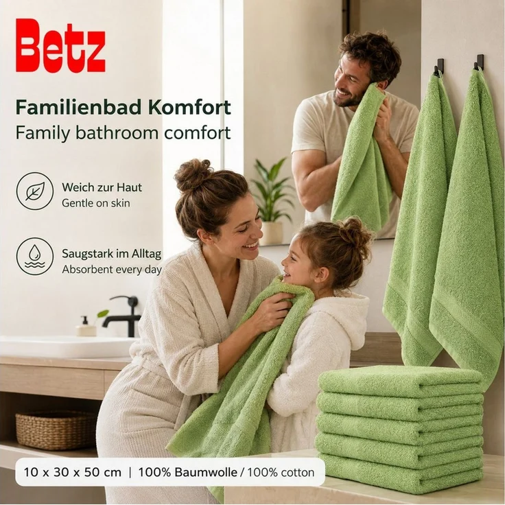 Betz Gästehandtücher 10 tlg. Gästehandtücher-Set PREMIUM 100 % Baumwolle 30x50cm, 100% Baumwolle (10-St) – Bild 3