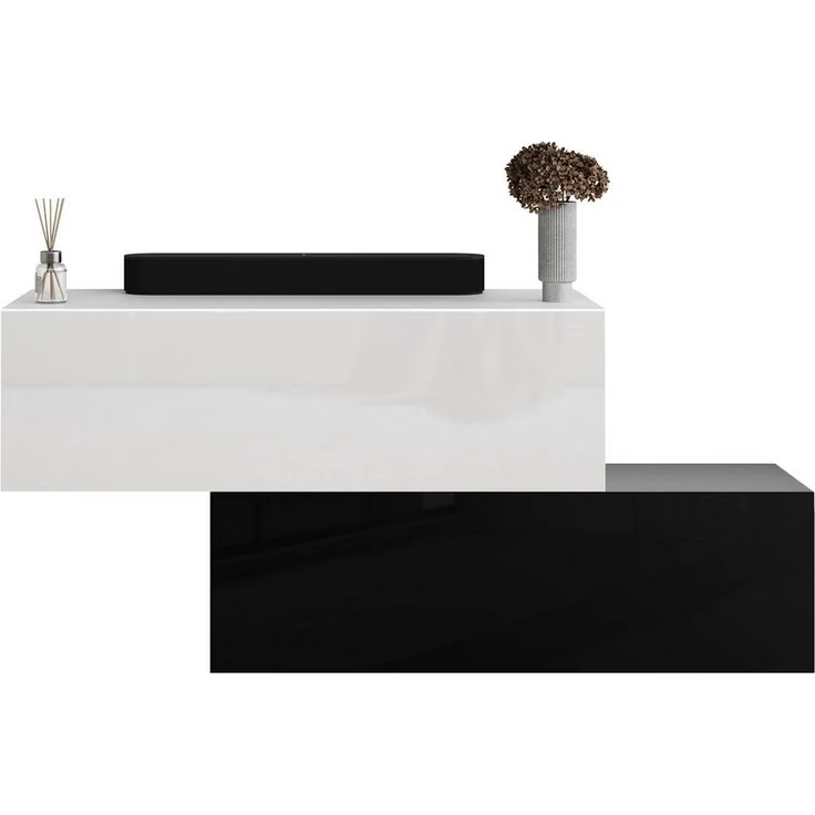 Planetmöbel Garderoben-Set 2x Hängeschrank WEST 100 cm schwarz - weiß, (Garderobenschrank, Wandgarderobe hängend oder stehend), in verschiedenen Farben – Bild 1