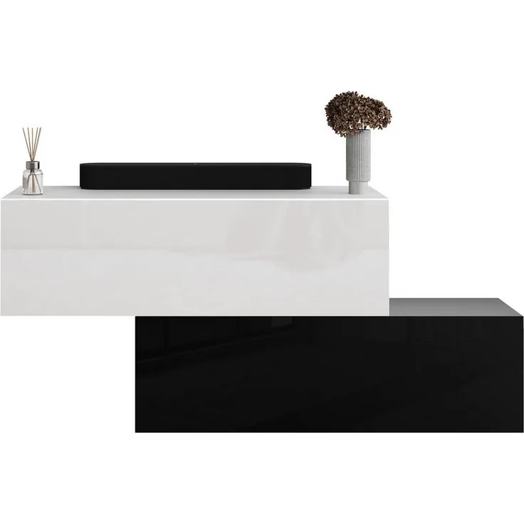 Planetmöbel Garderoben-Set 2x Hängeschrank WEST 100 cm schwarz - weiß, (Garderobenschrank, Wandgarderobe hängend oder stehend), in verschiedenen Farben