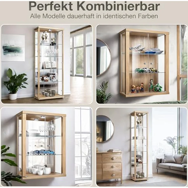 K-Möbel Glasvitrine C1083 (Glasvitrine (176x37x33 cm) mit 1 Glastür) Glasvitrine Stehend – Bild 7