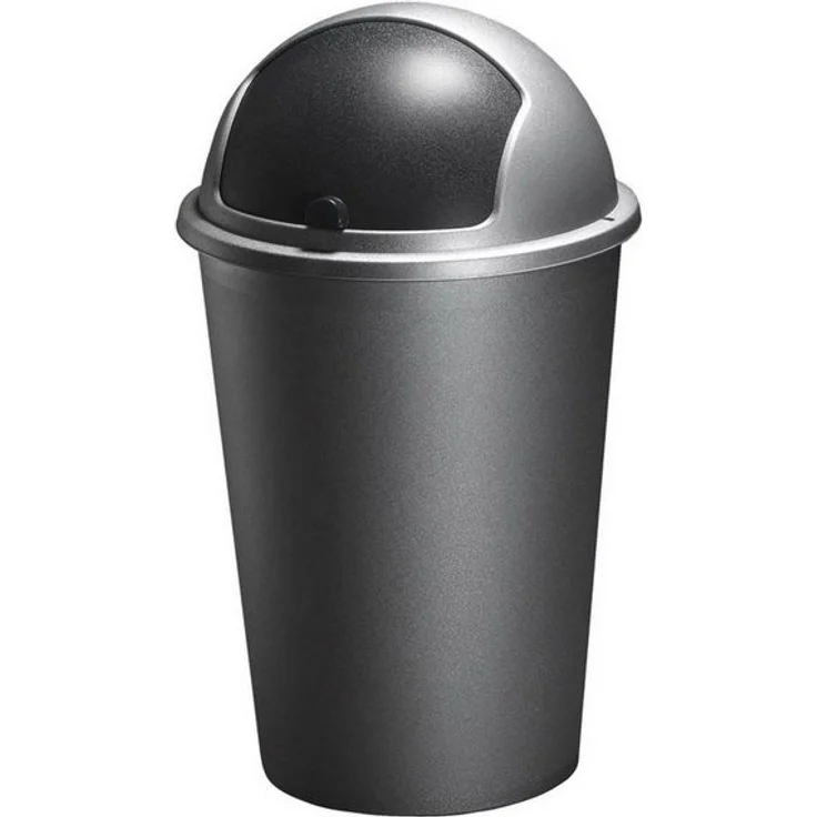 Mülleimer 50L mit Schiebedeckel Abfalleimer Müllsammler Müllbehälter Papierkorb, schwarz – Bild 4