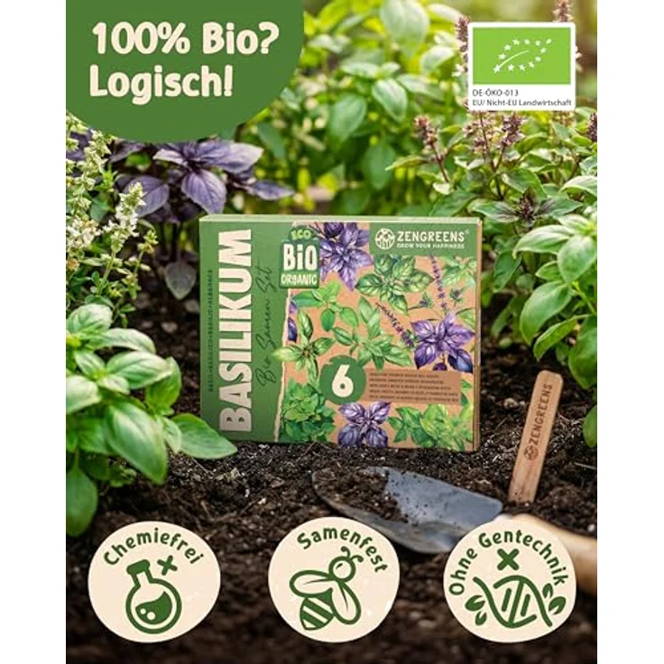 ZenGreens® - Bio Basilikumsamen im 6er Set - 6 Basilikum Samen für den einfachen Anbau im Garten, Balkon oder Hochbeet - Pflanzensamen - Saatgut – Bild 4