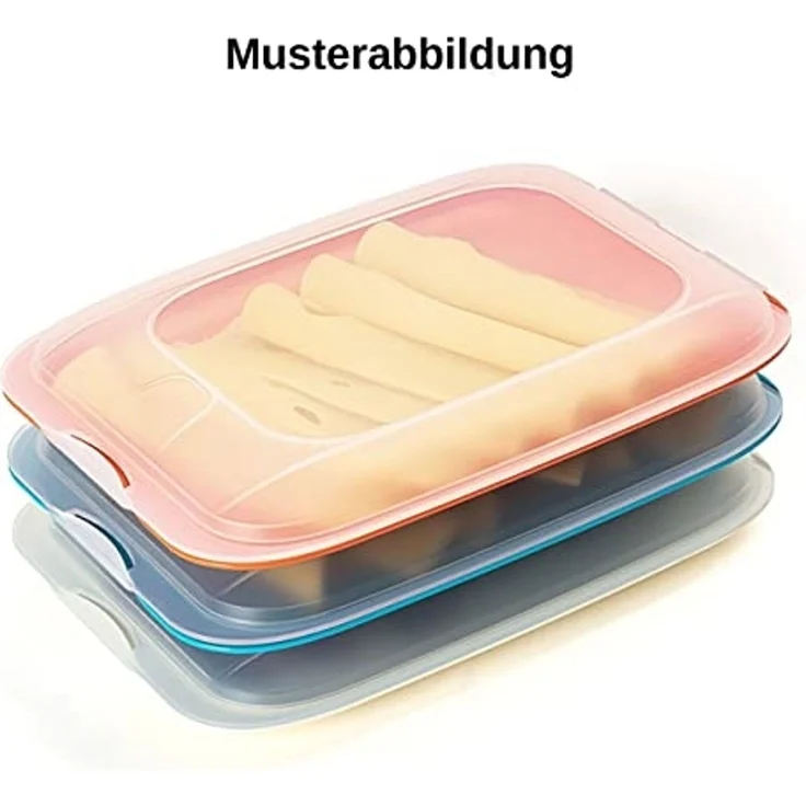 Engelland Frischhaltedose Aufschnittdosen, Aufschnittbox, PP-Kunststoff, BPA-frei, (Vorteils-Set, 4-tlg, mit transparentem Deckel), stapelbar, platzsparend, Ordnung im Kühlschrank, Organizer, Stapelbox – Bild 3