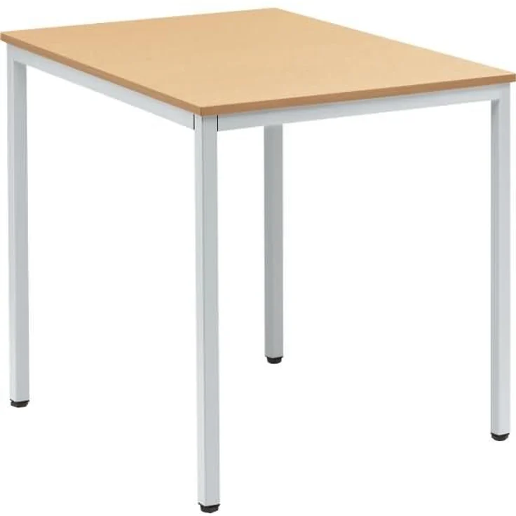 Soennecken Konferenztisch 800x800mm Gestell alusilber Platte buche