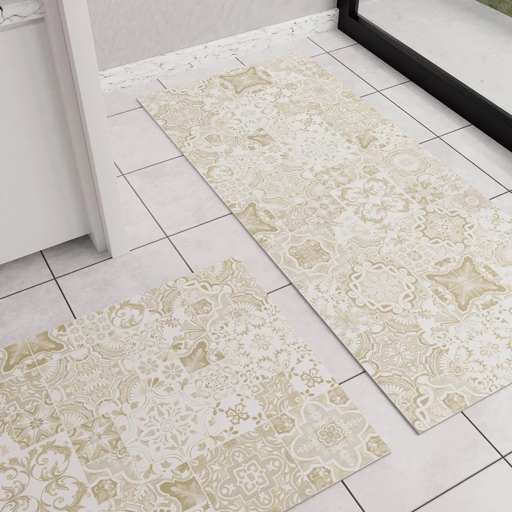 PETTI Artigiani Italiani - Teppich für Küche, rutschfest, waschbar, Läufer für Küche, Teppich, Küchenläufer, 52x480 cm, Design Vietri Taupe, 100% Made in Italy