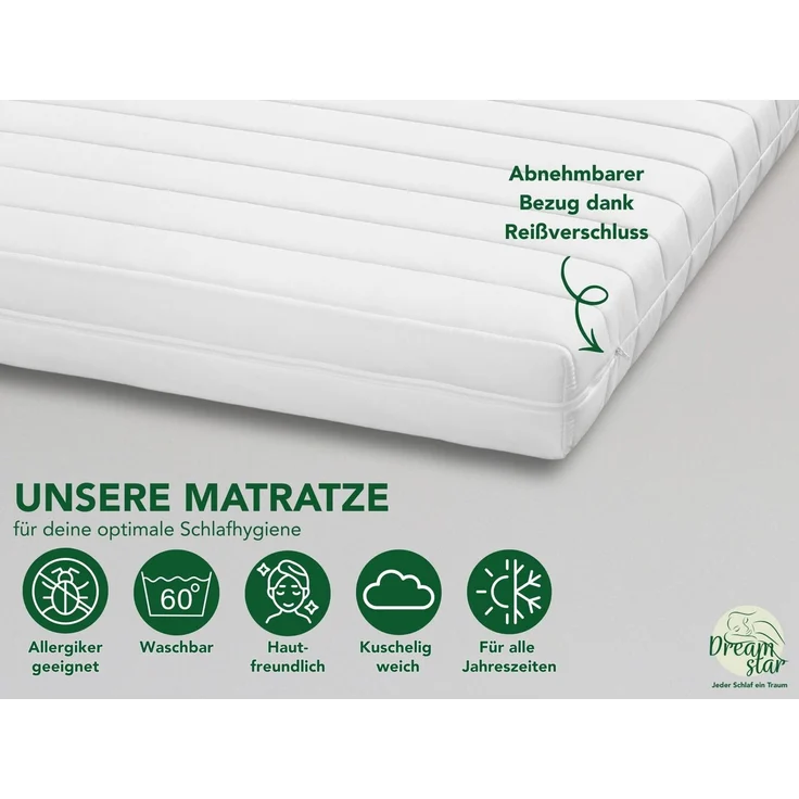 Kaltschaummatratze Easy Flex, 7-Zonen Matratze mit Duo-Härtegrad (H2/H3 & H3/H4), Dreamstar, wendbar, atmungsaktiv, ergonomisch - für jede Schlafposition – Bild 3