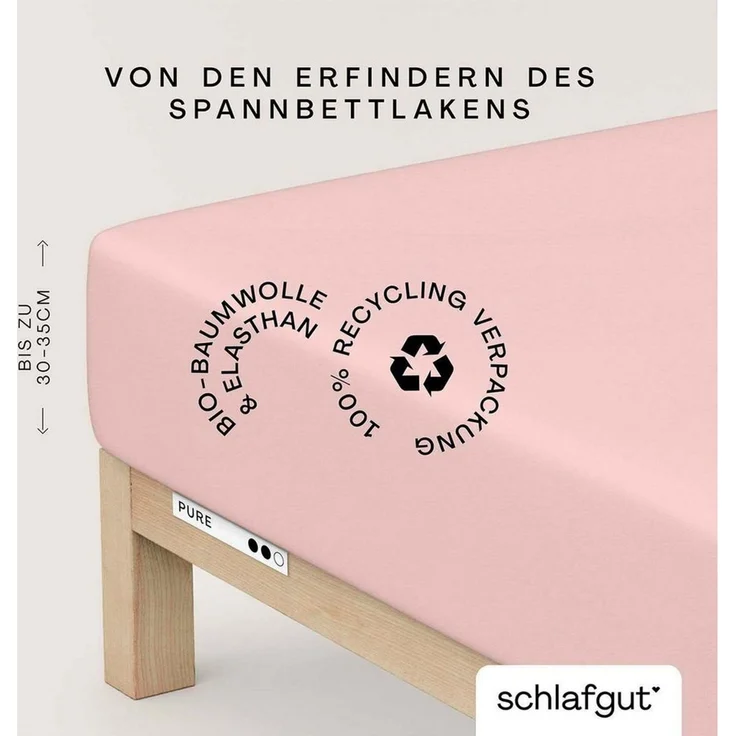 Schlafgut 'Pure' Spannbettlaken, Gummizug: rundum, für Matratzen bis 30cm Höhe, Bio-Baumwolle mit Elasthan, Purple Light, S 90x190 cm - 100x220 cm – Bild 1