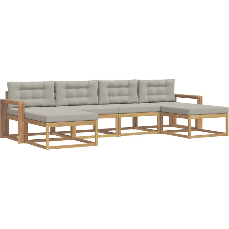 vidaXL Outdoor-Sofagarnitur 6 stk. Weiß und Hellgrau 3386835 – Bild 2