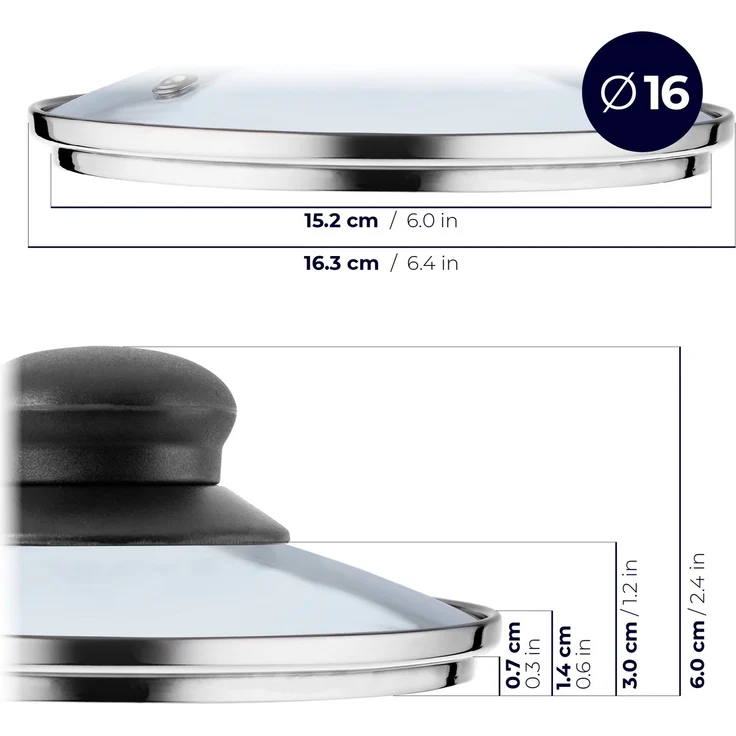 KADAX Glasdeckel für Topf und Bratpfanne 16 cm + 18 cm – Bild 4