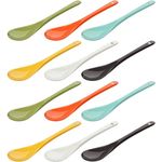Wellgro Esslöffel Eierlöffel Porzellan - bunte Porzellanlöffel (12 Stück)