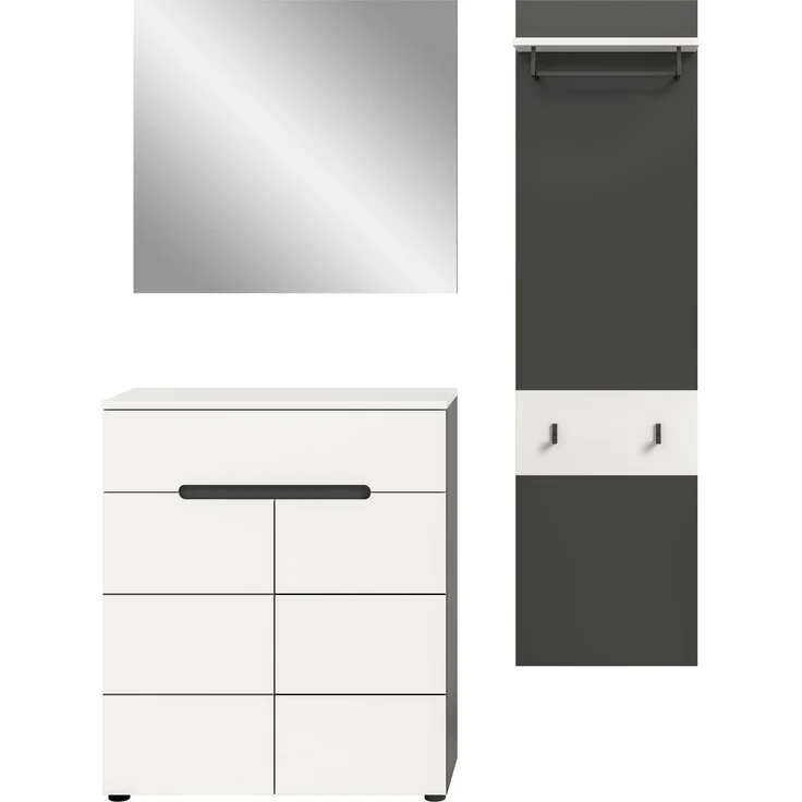 Garderobenkombination (B/H/T: 140x190x37 cm) in weiß Nachbildung – Bild 2