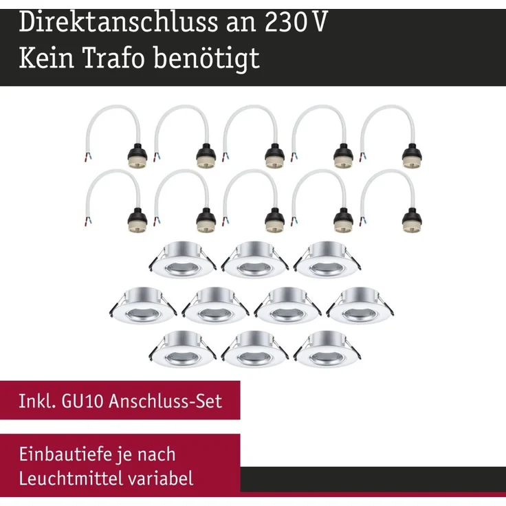 Paulmann 92119 Einbauleuchte rund 90mm 10er-Set Chrom starr – Bild 5