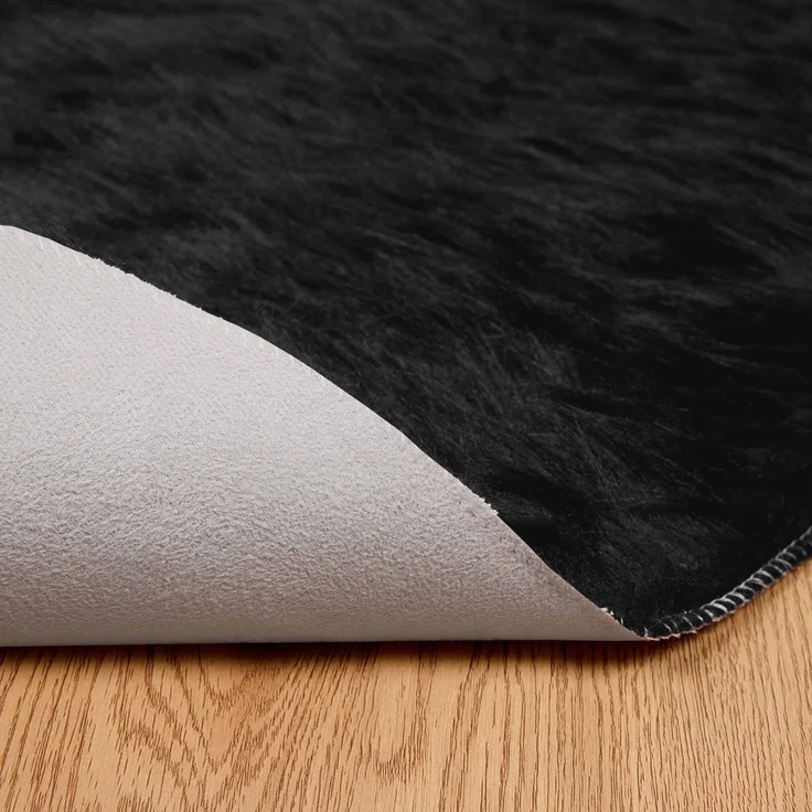 vidaXL Teppich aus Kunstschaffell TAFALLA Schwarz Ø 100 cm Polyester 42021580 – Bild 7