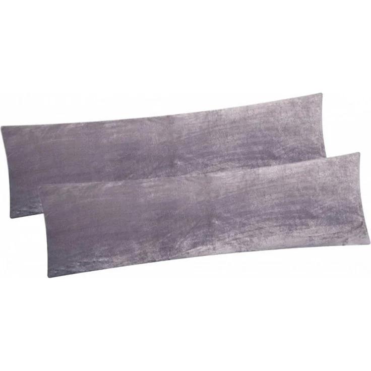 Heubergshop Seitenschläferkissenbezug, (2 Stück), 40x145cm, Fleece Winter flauschig weich warm Set Bezug (2x-Anthrazit) – Bild 3