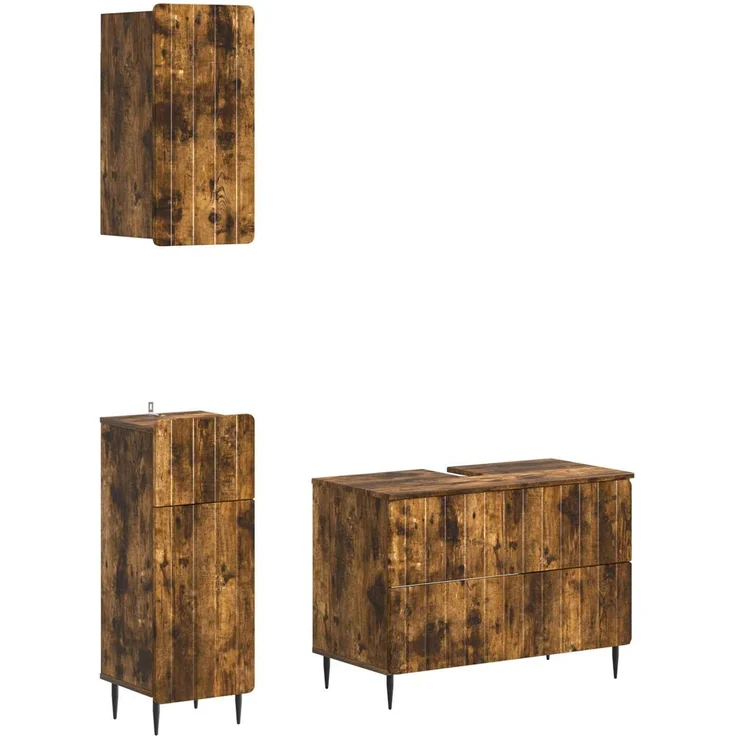 vidaXL 3-teiliges Badezimmer-Schranksystem ZWOLLE Raucheiche 3417761 – Bild 2