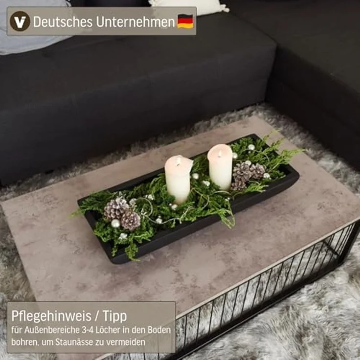 VIVANNO Pflanzschale Fiberglas ZOEY Schale, Anthrazit Matt 49x19x8 cm – Bild 5