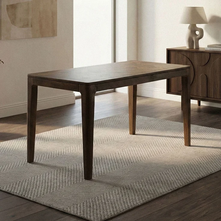 FINEBUY Esstisch FB77681 Esszimmertisch Küchentisch 6 Personen Holztisch Esszimmer (Natürliches Holzdesign mit klarer Form), Kompakte Tischlösung für kleine Essbereiche – Bild 1