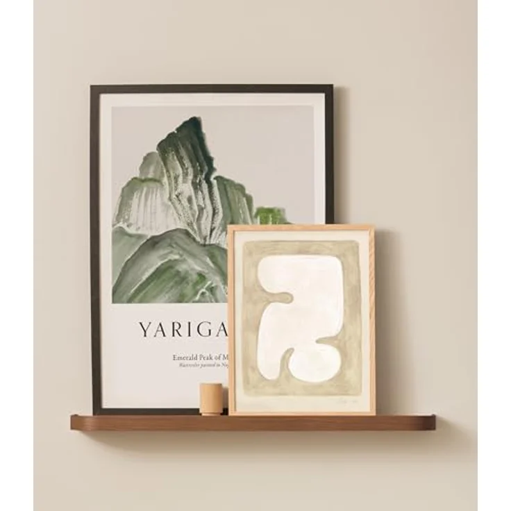 Kazai.® Wandregal 'Toke' | Bilderleiste in Echtholz-Veneer | Schwebendes Holzregal als Fotoleiste, Wanddeko und Ablage für Bad, Wohnzimmer, Küche, Schlafzimmer | Walnuss – Bild 2