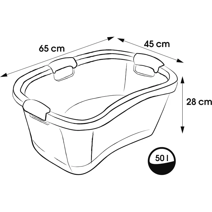 keeeper Wäschewanne janne, ergonomisch, mit Softgriffen, 65 x 45 x 28 cm, 50 l (1 St), Wäschekorb, Wanne in Nierenform – Bild 2