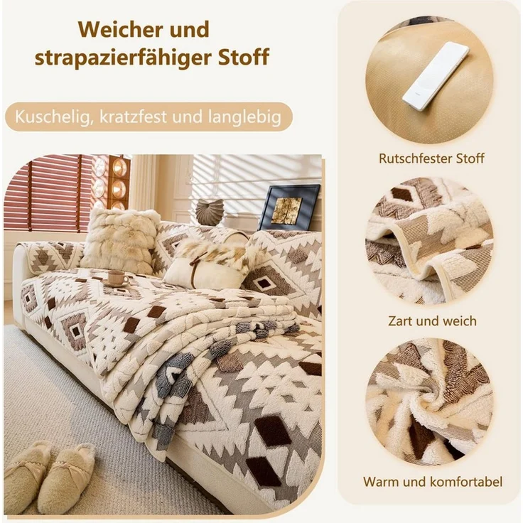 Agger Sofaschoner Weicher Plüsch Sofa Überzug & Sofabezug, Waschbarer Couch, Überzug für Hunde, Rutschfester Haustier Sofa Überwurf – Bild 3